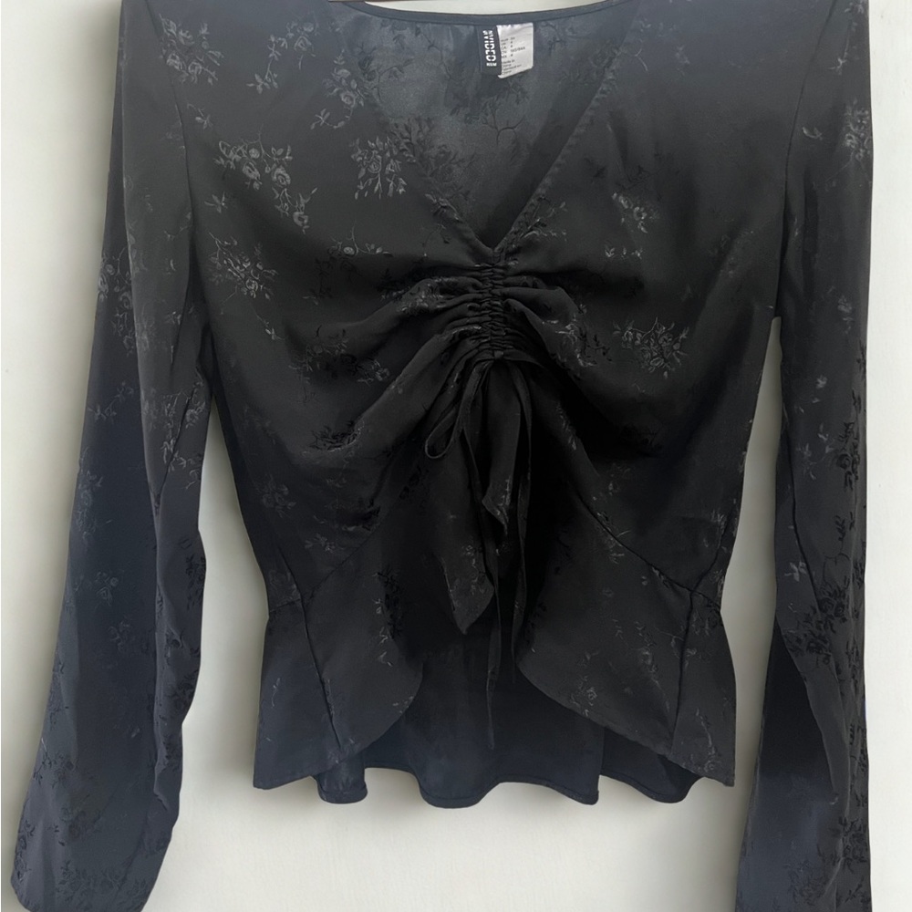 H&M Black Floral Blouse